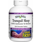 Natural Factors Tranquil Sleep - Calm Sleep Health Supplement - Relaxation Support Supplement with Melatonin & 5-HTP - 120 Chewable Tablets (30 Servings)