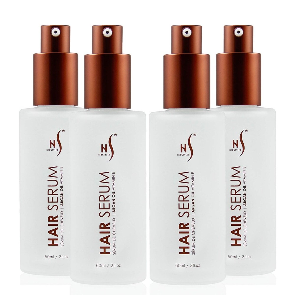 HerStyler Serum, 4 Pack - Hair Styling Agent with Argan Oil for Dry, Damaged Hair - Frizz Control Serum for Straightening, Shine, Trendy Tresses
