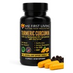 Me First Living Turmeric Curcumin 1000 mg 95% Curcuminoids, Bioperine 10 mg, 19x More Potent Than Others, Increased Absorption, Non-GMO, Organic Turmeric, Vegan, Gluten Free, 60 Capsules