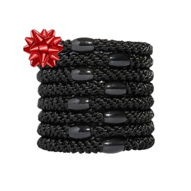 L. Erickson Grab & Go Ponytail Holders, Black, Set of Eight - Exceptionally Secure with Gentle Hold
