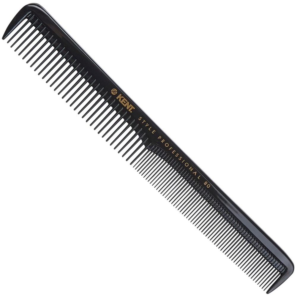 Kent SPC80 Salon-Style Dressing Cutting Comb with Wide and Fine Teeth - Professional Barber Haircut Comb for Styling and Teasing for All Hair Types - Kent Quality Barber Supplies