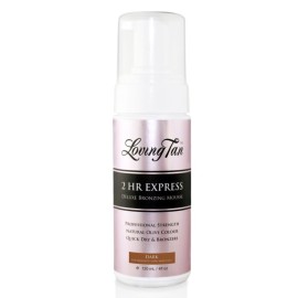 Loving Tan 2 HR Express Self Tanning Mousse, Dark - Streak Free, Natural, Professional Quality - 5+ Sunless Self Tanner Applications per Bottle, Cruelty Free, Naturally Derived DHA - 4 FL Oz