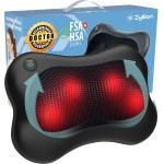 Zyllion Shiatsu Back and Neck Massager with Heat - 3D Electric Kneading Deep Tissue Massage Pillow for Muscle Pain Relief, Black, ZMA-13