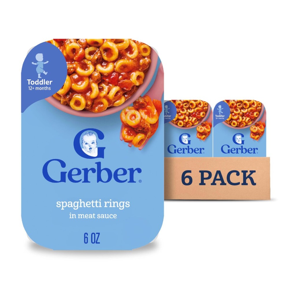 Gerber Toddler Food, Spaghetti Rings in Meat Sauce, Mealtime for Toddler, 6PK