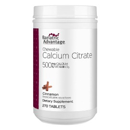 Bariatric Advantage Calcium Citrate Chewable 500 mg - for Bariatric Surgery Patients - High-Potency, Easy-Digest Tablets - Calcium Citrate - Bone Strength Supplements* - Cinnamon - 270 Count