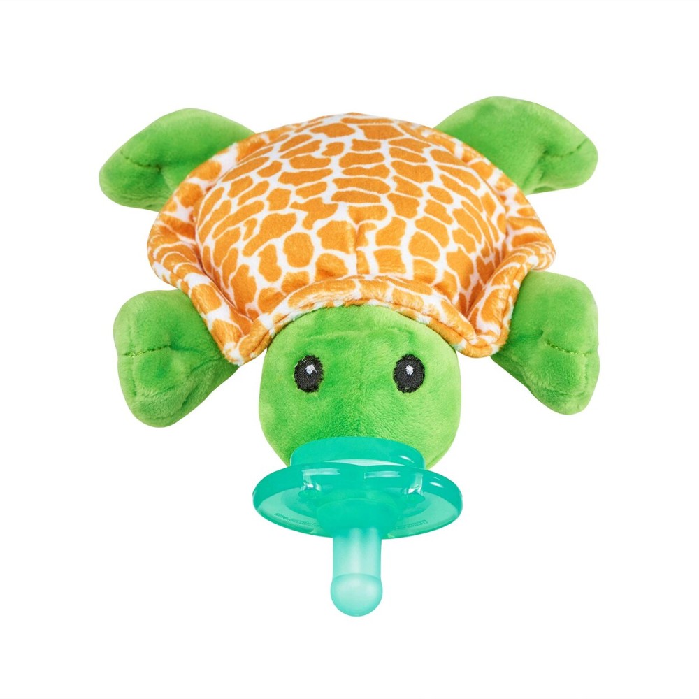 Nookums Paci-Plushies Shakies - Pacifier Holder with Built in Rattle (2 in 1)- Adapts to Name Brand Pacifiers, Suitable for All Ages, Plush Toy Includes Detachable Pacifier (Turtle)