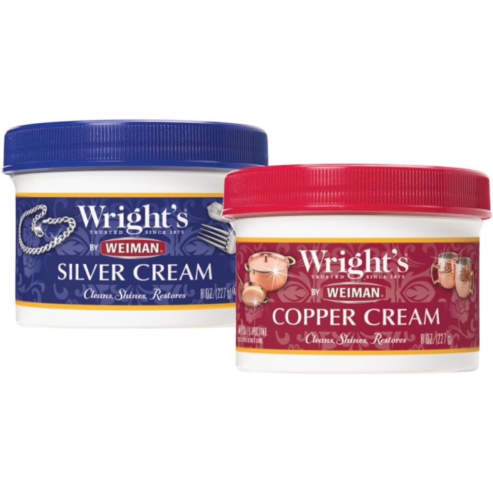 Wright\'s Silver and Copper Cleaner and Polish - 8 Ounce Each - Premium Metal Polish Silver Copper Brass Chrome and More