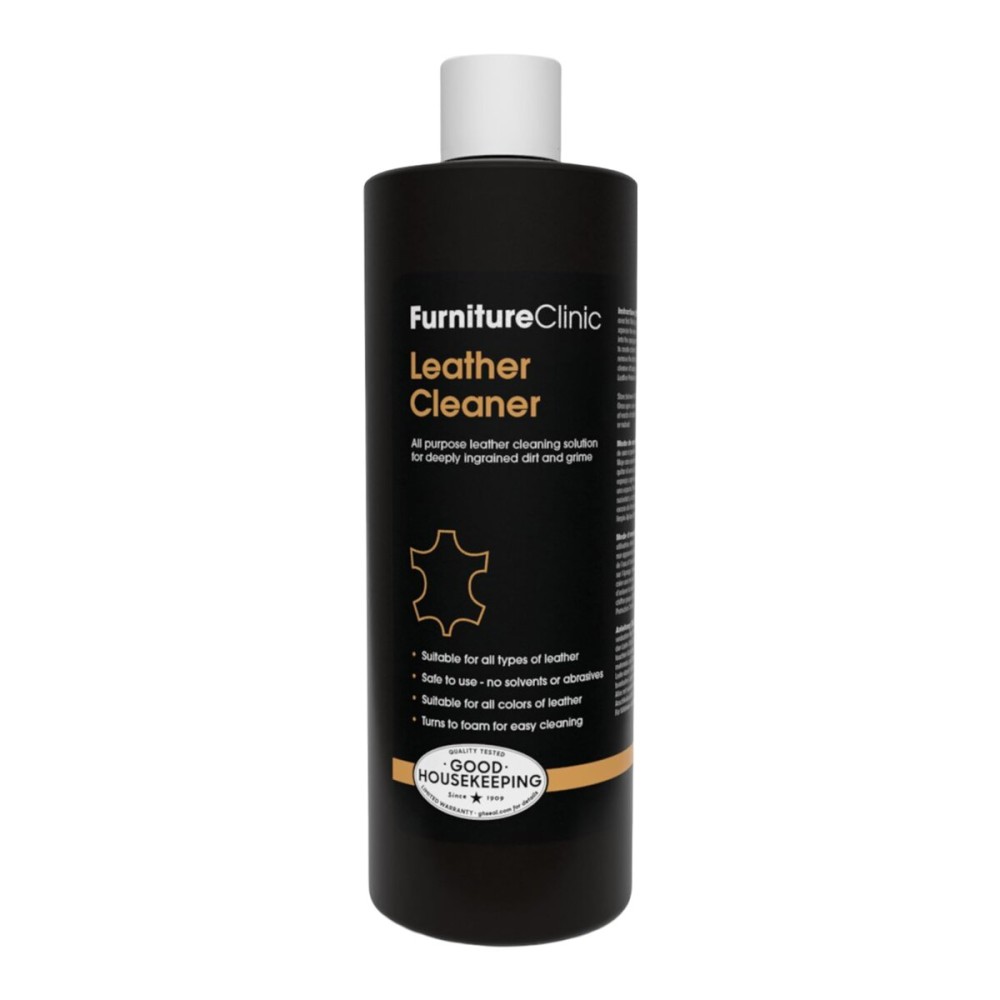 Furniture Clinic Leather Cleaner | Non-Toxic | Removes Dirt & Grime | All-Purpose Cleaning Solution for Couches, Car Seats, Purses, Shoes & Saddles | Restores All Leather Types | 17oz / 500ml