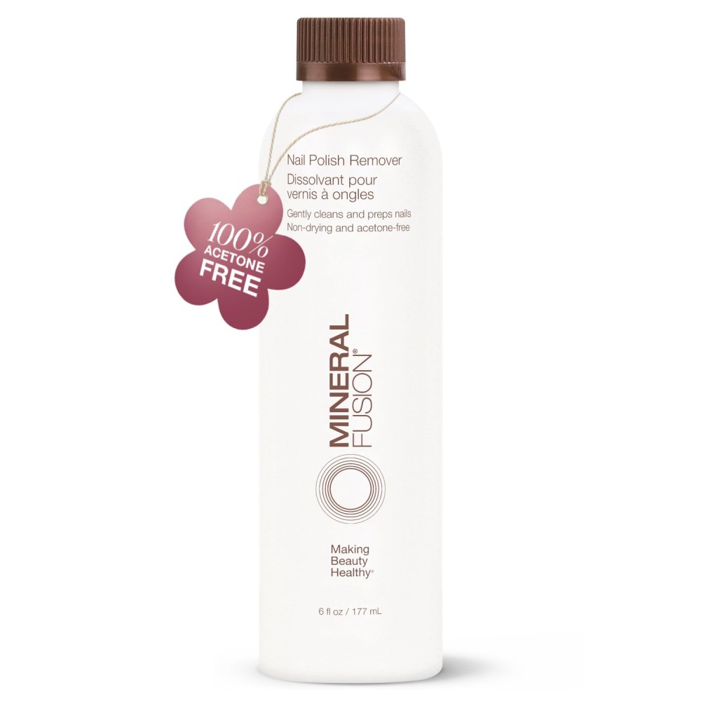 Mineral Fusion Nail Polish Remover - Acetone-Free Nail Care with Natural Solvents - Non Drying Liquid Formula - 6 fl oz