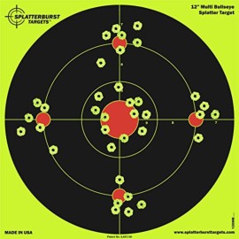 Splatterburst Targets - 12 inch Multi-Bullseye Splatter Target - Easily See Your Shots Burst Bright Fluorescent Yellow Upon Impact - Made in USA (50 Pack)