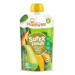 HAPPYTOT Organics Stage 4 Baby Food Pouches, Gluten Free, Vegan Snack, SuperFoods Fruit & Veggie Puree, Pears, Mango, Spinach & Chia, 4.22 Ounce (Pack of 1)