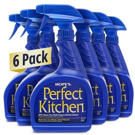 HOPE\'S Perfect Kitchen Cleaner Spray - 32 Oz No-Residue All Purpose Cleaning Spray - Multisurface Degreaser for Counters, Stoves, Microwaves, and More - Pet and Home Safe - Pack of 6