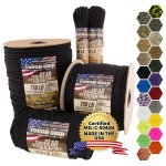 TOUGH-GRID 750 Paracord Rope Nylon Parachute Cord, Made in USA Survival Kit, Outdoor Adventures, Camping, Tactical Gear & Emergency Supplies, Military Type IV Mil-Spec