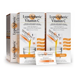 Lypo-Spheric Vitamin C - 6 Cartons (180 Packets) - 1,000 mg Vitamin C & 1,000 mg Essential Phospholipids Per Packet - Liposome Encapsulated for Improved Absorption - 100% Non-GMO
