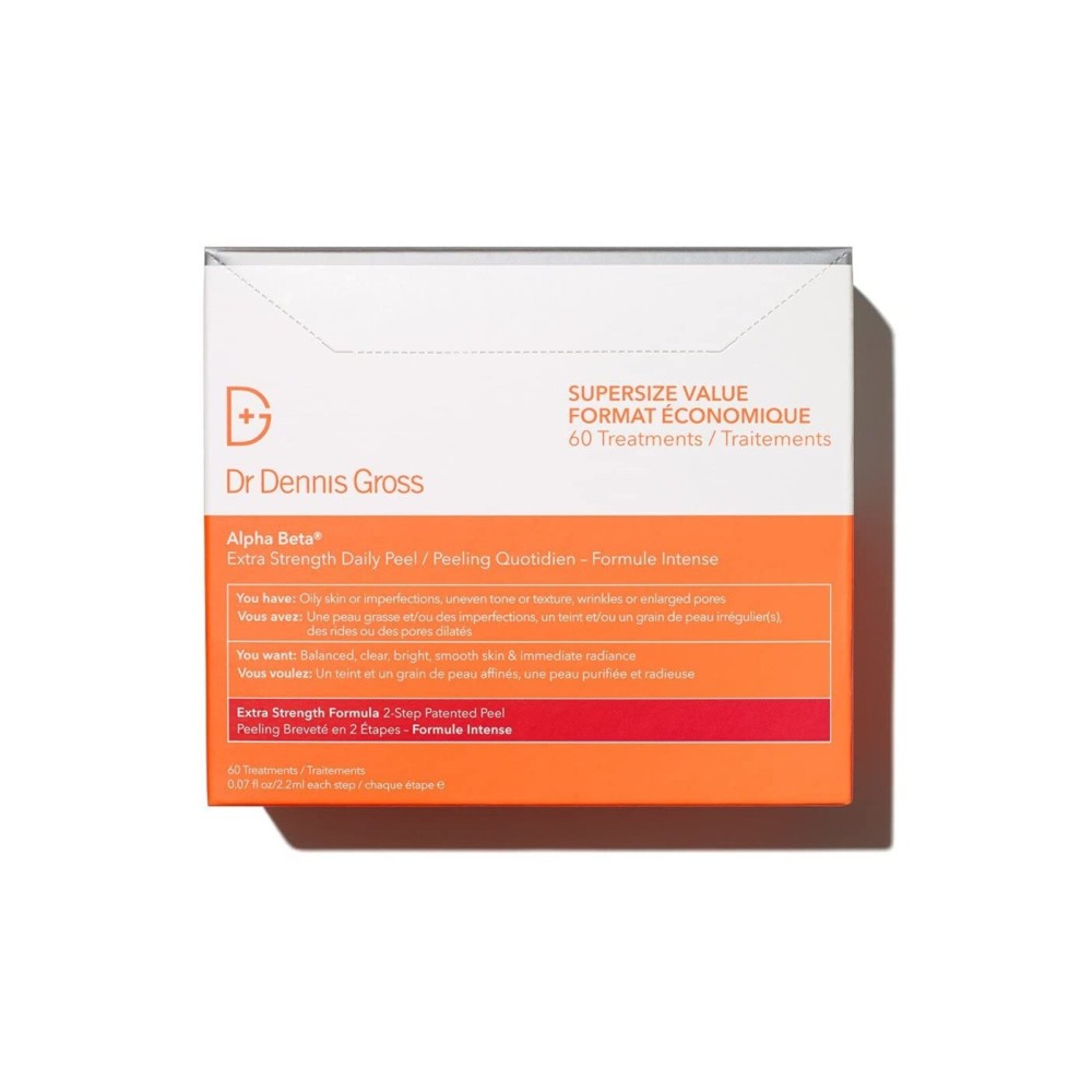 Dr. Dennis Gross Alpha Beta Extra Strength Daily Peel - 2-Step Exfoliating Pads for Enhanced Anti-Aging, Smoother Skin, and Radiant Complexion, 60 Treatments