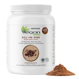 Vegansmart Naturade Plant Based Vegan Protein Powder - All-in-One Nutritional Shake Protein Blend - Gluten Free & Non-GMO - Chocolate (15 Servings)