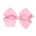 Wee Ones Girls\' Plain Wrap Classic Grosgrain Hair Bows on a WeeStay No-Slip Hair Clip, Handmade, Medium, Pearl Pink