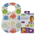 Bibsters, Sesame Street Large Disposable Bibs with Patented Crumb-Catcher, Leakproof Liner, and Reusable Fastener, Ages 6+ Months, 32 count