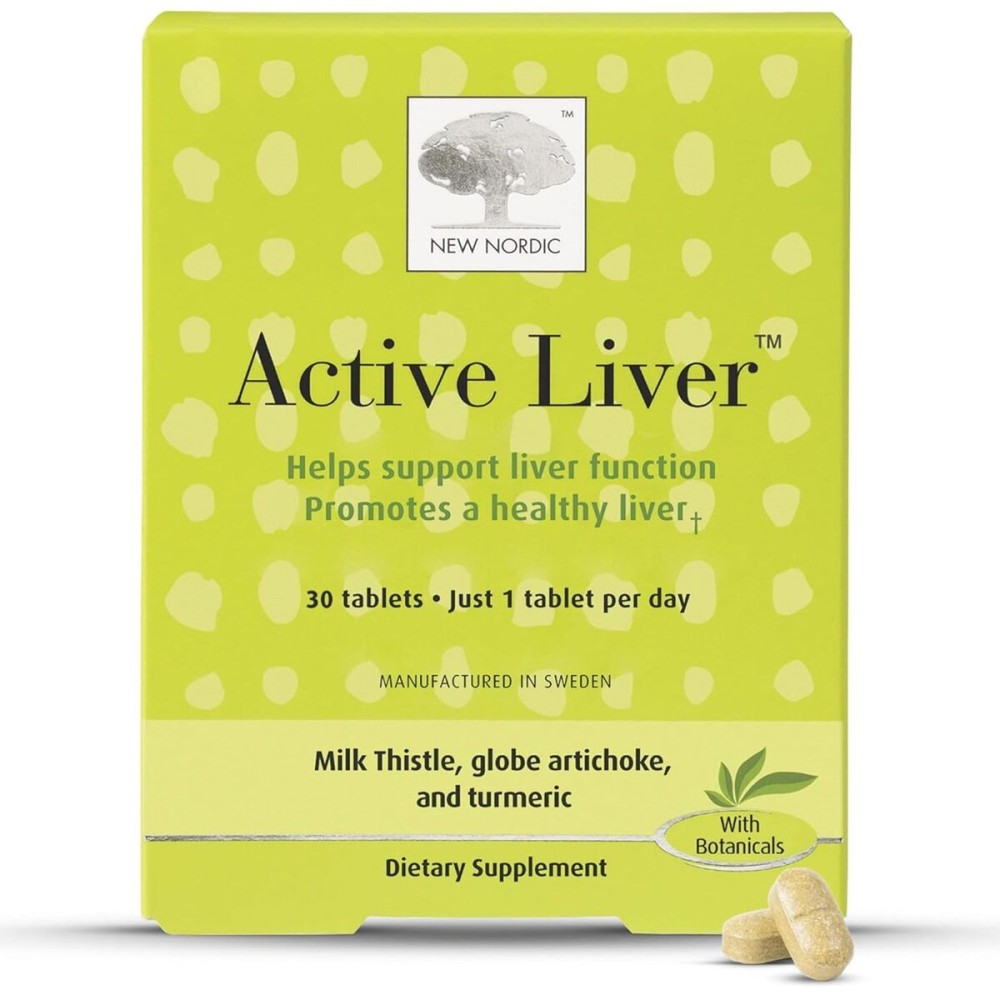 NEW NORDIC Active Liver 30-Day Supply, Daily Liver Supplement, Milk Thistle, Artichoke & Turmeric, 30 Tablets (Pack of 1)