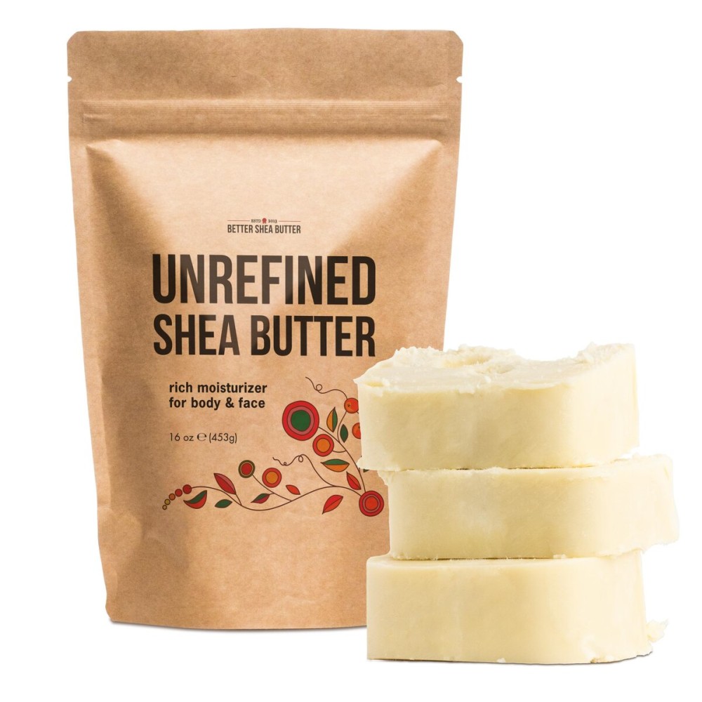 Raw Shea Butter - 100% Pure African Shea Butter for Hair and Body | with Natural Smoky Scent | Unrefined Moisturizer for Dry Skin, DIY Lip Balm, Body Butter and Soap 1lb Bar