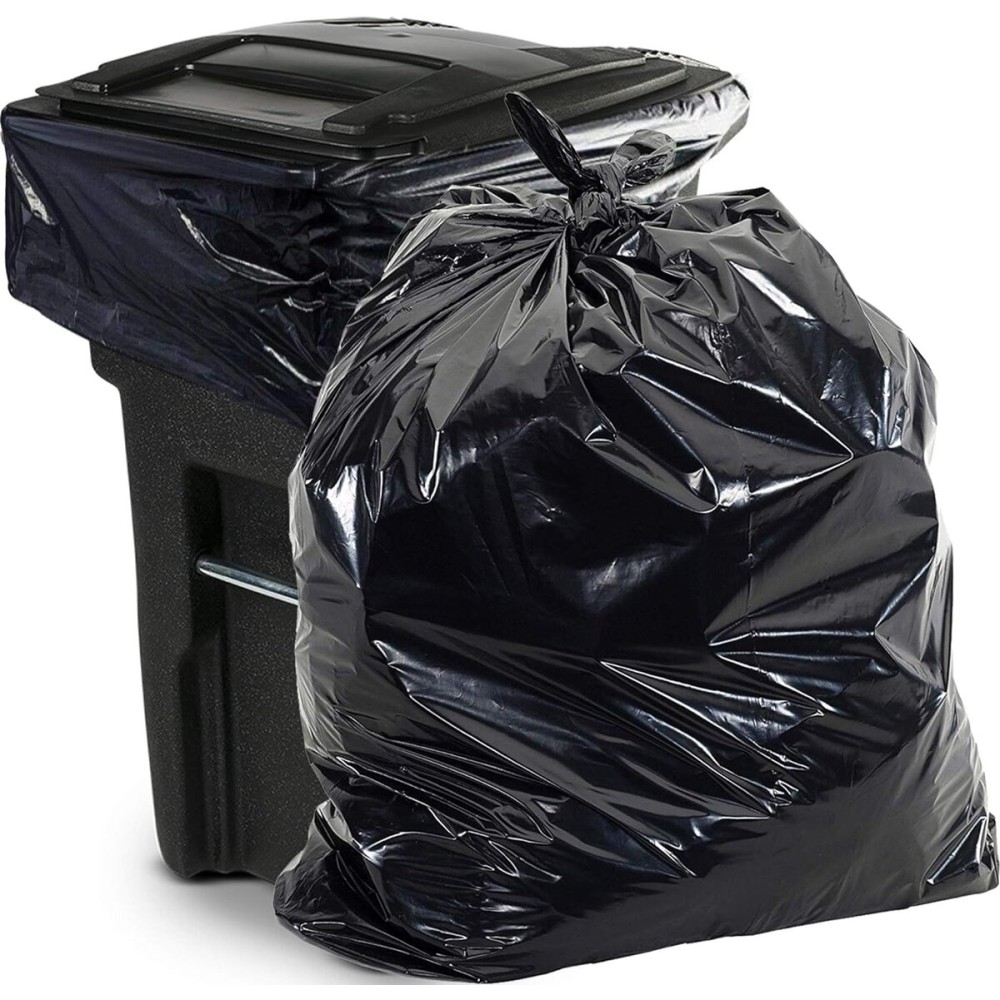 Aluf Plastics 65 Gal Black Heavy Duty Garbage Bags 1.5 Mil - 50x 48 - Pack of 50 - For Contractor, Outdoor, Construction, & Storage