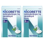 Nicorette Nicotine Gum Stop Smoking Aid, 2 mg, White Ice Mint Flavor - 200 Count
