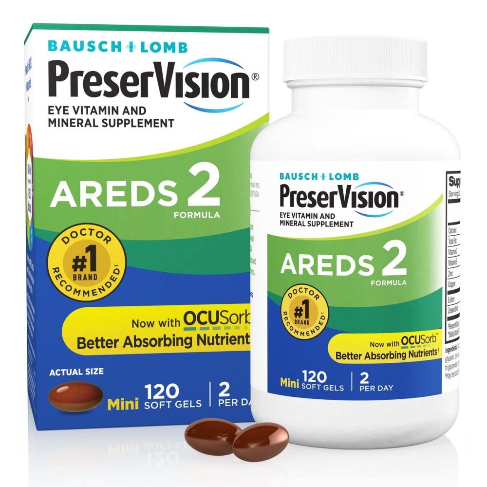 PreserVision AREDS 2 Eye Vitamins, 1 Eye Doctor Recommended Brand, Lutein and Zeaxanthin Supplement with Vitamin C, Vitamin E, Zinc, and Copper, 120 Softgels (Minigels)