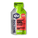 GU Energy Roctane Ultra Endurance Energy Gel, Vegan, Gluten-Free, Kosher, and Dairy-Free On-The-Go Sports Nutrition for Running, Biking, Hiking or Skiing, Strawberry Kiwi (24 Packets)