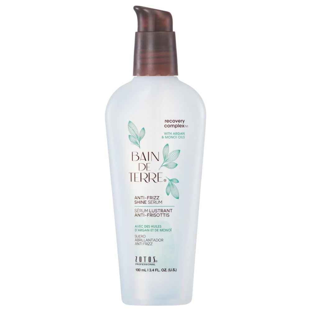 Bain de Terre Recovery Complex Anti-Frizz Shine Serum, Silky Shine & Frizz Control with Argan & Monoi Oils, Paraben-Free, Alcohol-Free, Color-Safe, Vegan, 3.4 Fl Oz