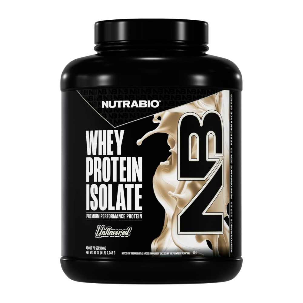 NutraBio 100% Whey Protein Isolate Protein Powder, 25g Protein with Complete Amino Acid Profile, Non-GMO, Soy & Gluten Free, Low Carb, Low Calorie Whey Protein Powder, Raw Unflavored, 5 Lbs