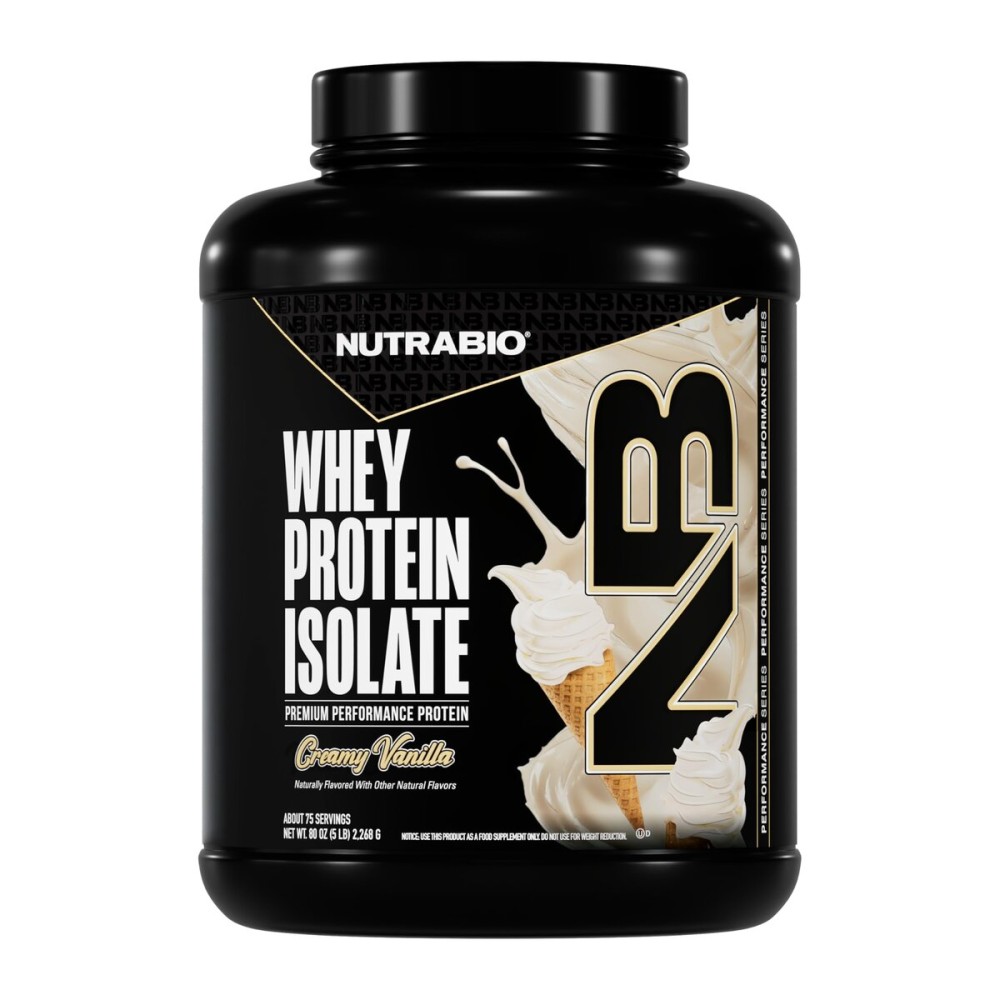 NutraBio 100% Whey Protein Isolate Protein Powder, 25g Protein with Complete Amino Acid Profile, Non-GMO, Soy & Gluten Free, Low Carb, Low Calorie Whey Protein Powder, Creamy Vanilla, 5 Lbs
