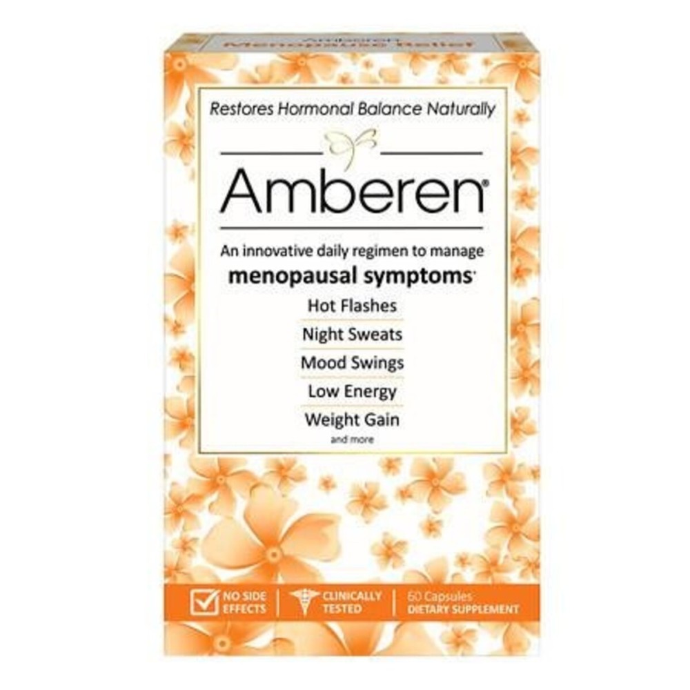 Amberen Menopause Supplement for Women, 120 Capsules, Clinically Proven, Helps Support Hormone Balance, Helps Relieve 12 Menopause Symptoms: Hot Flashes, Night Sweats, Mood Swings and More