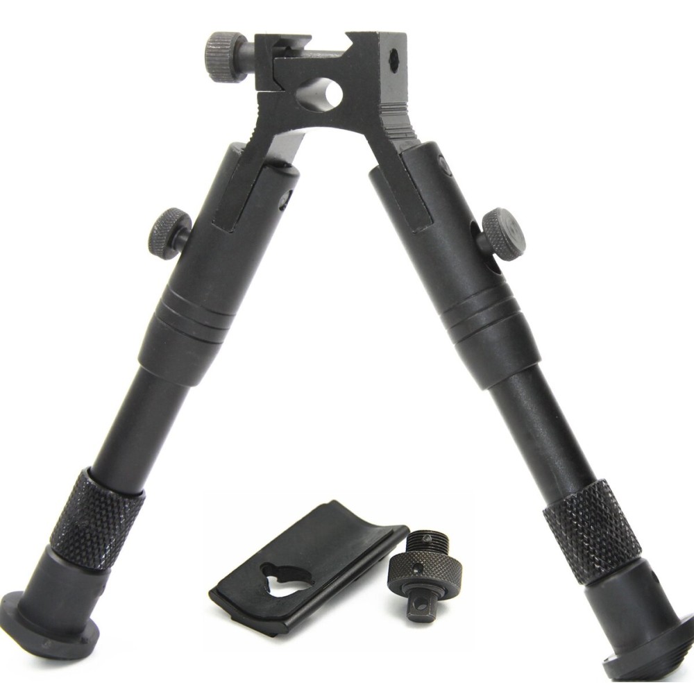 JINSE Tactical Bipod Picatinny Rail Foldable Rubber Feet Center Height 6.5-7.5 with Adapter