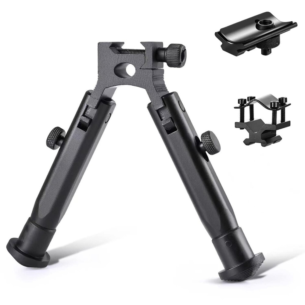 JINSE Clamp-on Bipod,5.1 Inches Fixed Height No Extended Dragons Claw Universal Foldable Lightweight Bipod, Barrel Size: 0.43\'\' to 0.74\'\'