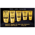 Bee Bald Premium Gift Set for Bald Men, Gift to Combine with Head Shavers for Bald Men Gift - Includes Bald Head After Shave, Moisturizer, Shaving Cream, Exfoliator, and Cleanser (5 Piece Kit)
