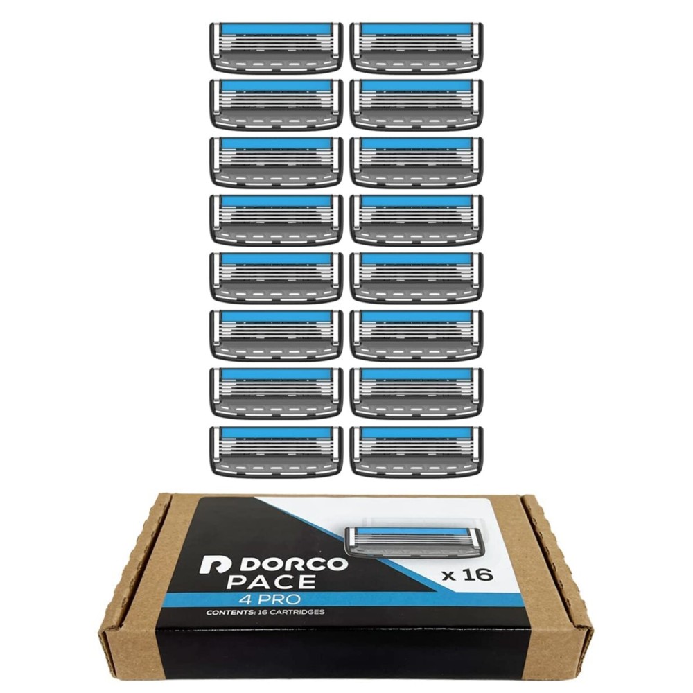 Dorco Pace 4 Pro - Four Blade Razor Shaving System - 16 Cartridges (No Handle)