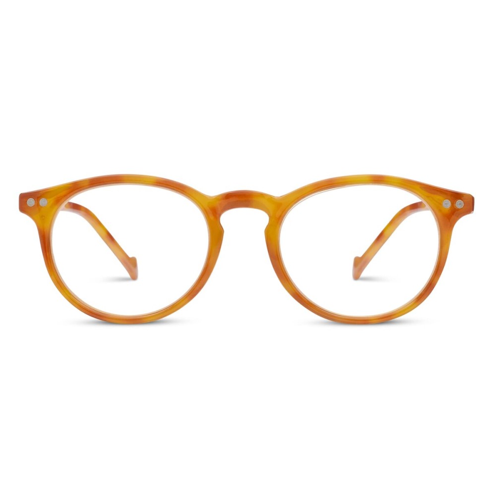 Peepers by PeeperSpecs Brain Trust Round Reading Glasses, Yellow Tortoise, 47 + 1.5