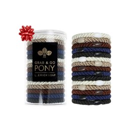 Brown and Black Hair Ties for Thick Hair, Grab & Go Pony Tube, 15 Pack, Neutral Pack, Thick No-Crease Bands with Strong Hold, Damage-Free Design, Versatile Everyday Neutrals | L. Erickson