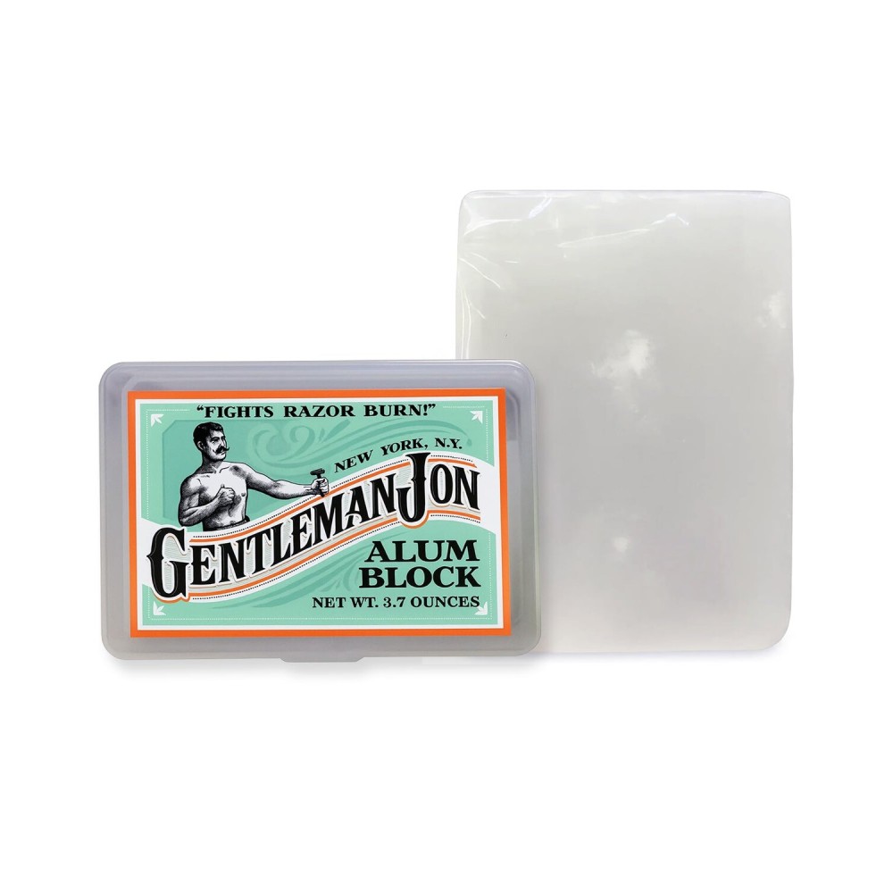 Gentleman Jon 3.7 Ounce Alum Block in Plastic Case - Upgrade Your Shave - Soothing Aftershave Solution for Shaving Razor Burn Relief - Travel Friendly Durable Plastic Case Included, Aftershave for Men