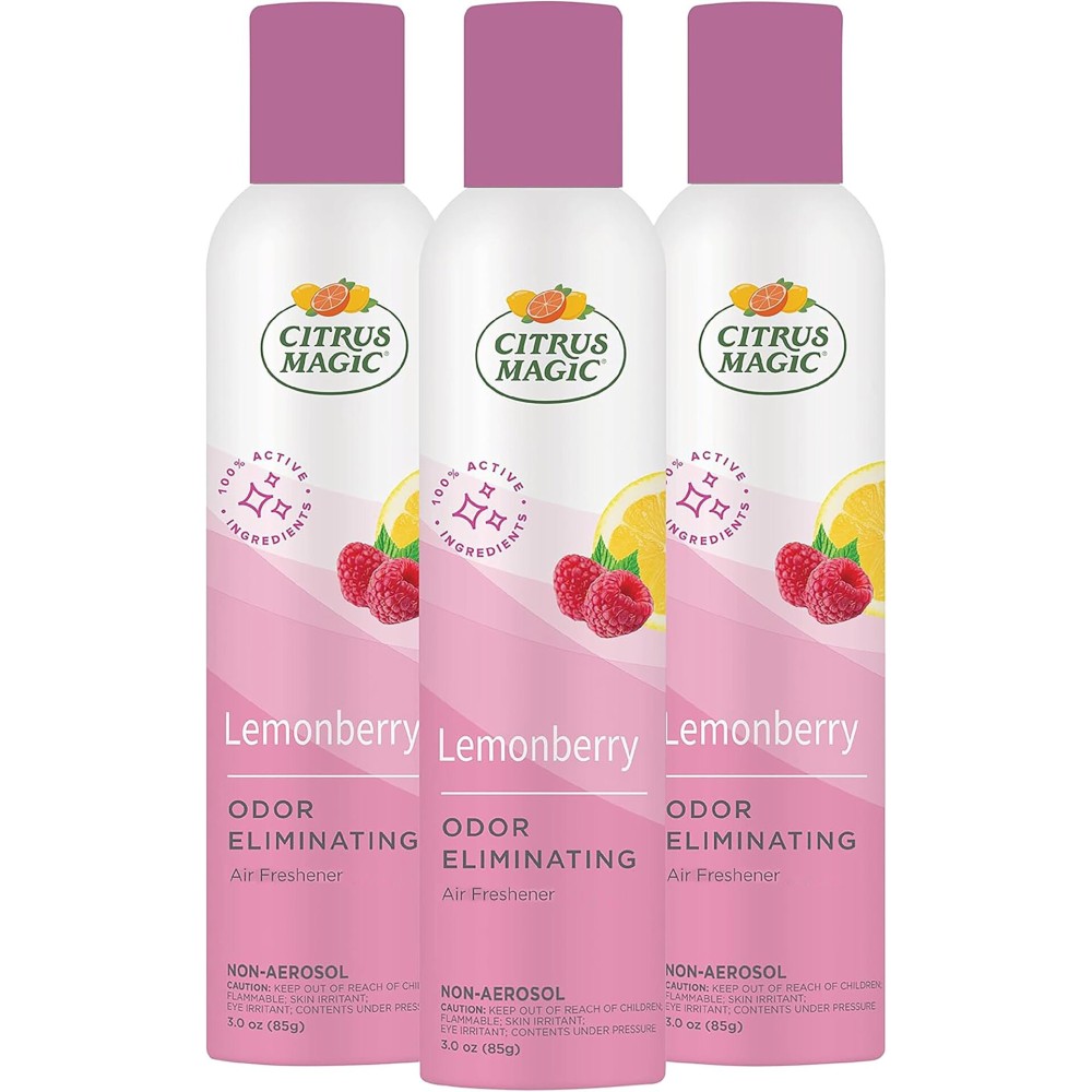 Citrus Magic Odor Eliminating Air Freshener Spray, Lemonberry, 3-Ounce, Pack of 3