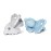 RaZbaby RaZberry Silicone Teether Pacifier - Teething Relief for Infants 3m+, Food-Grade, BPA-Free, Hands-Free, Natural Berrybumps Fruit Texture for Sensory Development, Freezable 2-Pack, Blue & Grey