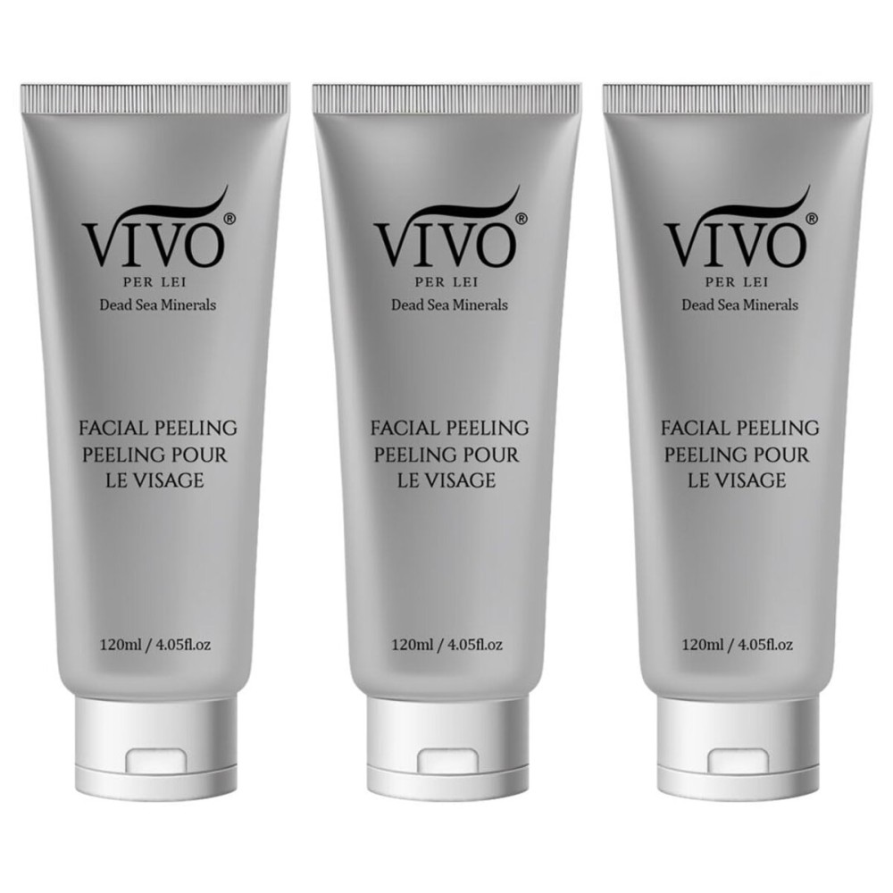 Vivo Per Lei Facial Peeling Gel - Helps Address Dead Skin Buildup - Gentle Exfoliating Gel for Rough, Dry, Sensitive or Mature Skin - Face and Body Scrub - Non Abrasive - 4.05 Fl. Oz. - Pack of 3