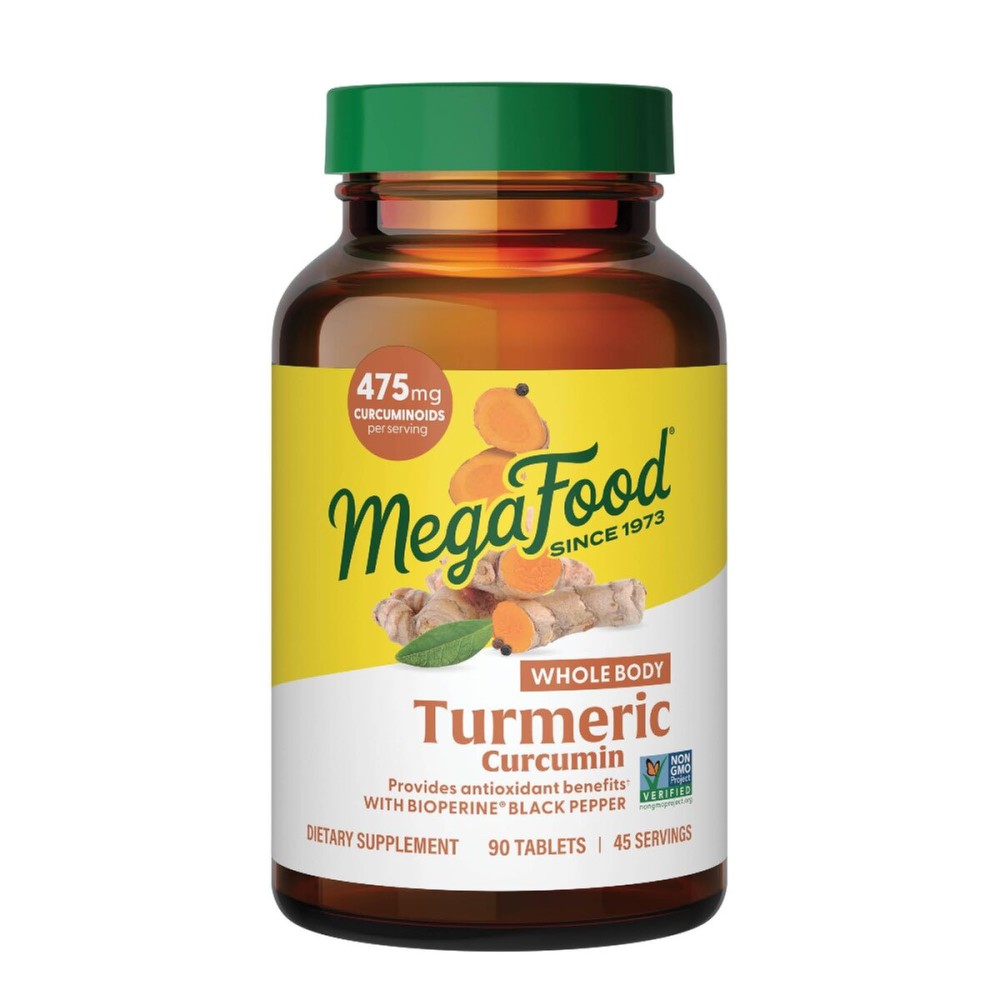 MegaFood Whole Body Turmeric Curcumin Supplement - Turmeric Supplement with Black Pepper & Vitamin C - 475 mg Curcuminoids Per Serving - Antioxidant & Immune Support - Vegan - 90 Tablets, 45 Servings