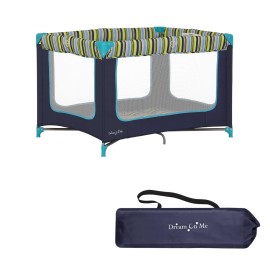 Dream On Me Zodiak Portable Playard in Navy, Lightweight, Packable and Easy Setup Baby Playard, Breathable Mesh Sides and Soft Fabric - Comes with a Removable Padded Mat