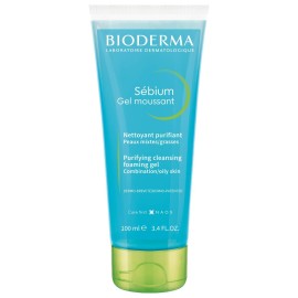 Bioderma Sbium Foaming Gel Gentle Face Cleanser Tube, Makeup Removing Cleanser, Skin Purifying Face Wash for Combination to Oily Skin, Travel Size 3.3 Fl Oz