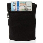 Suddora Zipper Wrist Pouch For Running - Sweatband/Wristband Wallet for Keys, ID, Cards, Cash (Black)