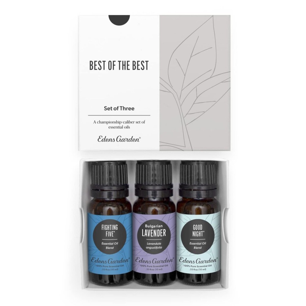 Edens Garden Essential Oils Best of The Best 3 Set - 100% Pure Therapeutic Grade, Natural Aromatherapy Kit: Fighting Five, Lavender & Good Night Blend for Diffusers & Home - Undiluted, 10 ml/ 3 Pack