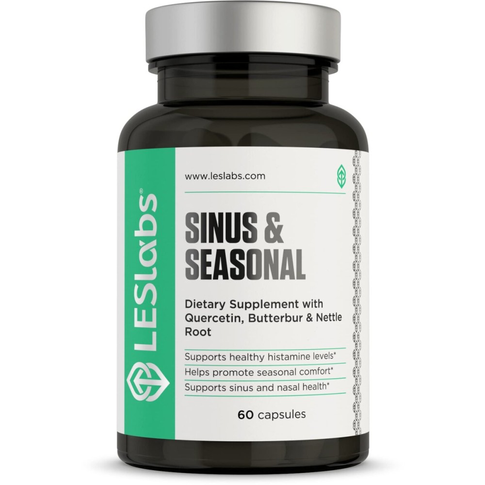 LES Labs Sinus & Seasonal - Sinus Relief, Nasal Health, Balanced Histamine Response, Clear Lungs & Respiratory Health - Butterbur, Quercetin, Nettle Root & Bromelain - Non-GMO Supplement - 60 Capsules