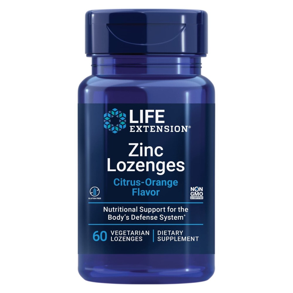 Life Extension Zinc Lozenges - Citrus-Orange Flavor - for Healthy Protein Synthesis & Immune Health - Inflammation Management Supplement - Gluten-Free, Non-GMO - 60 Vegetarian Lozenges