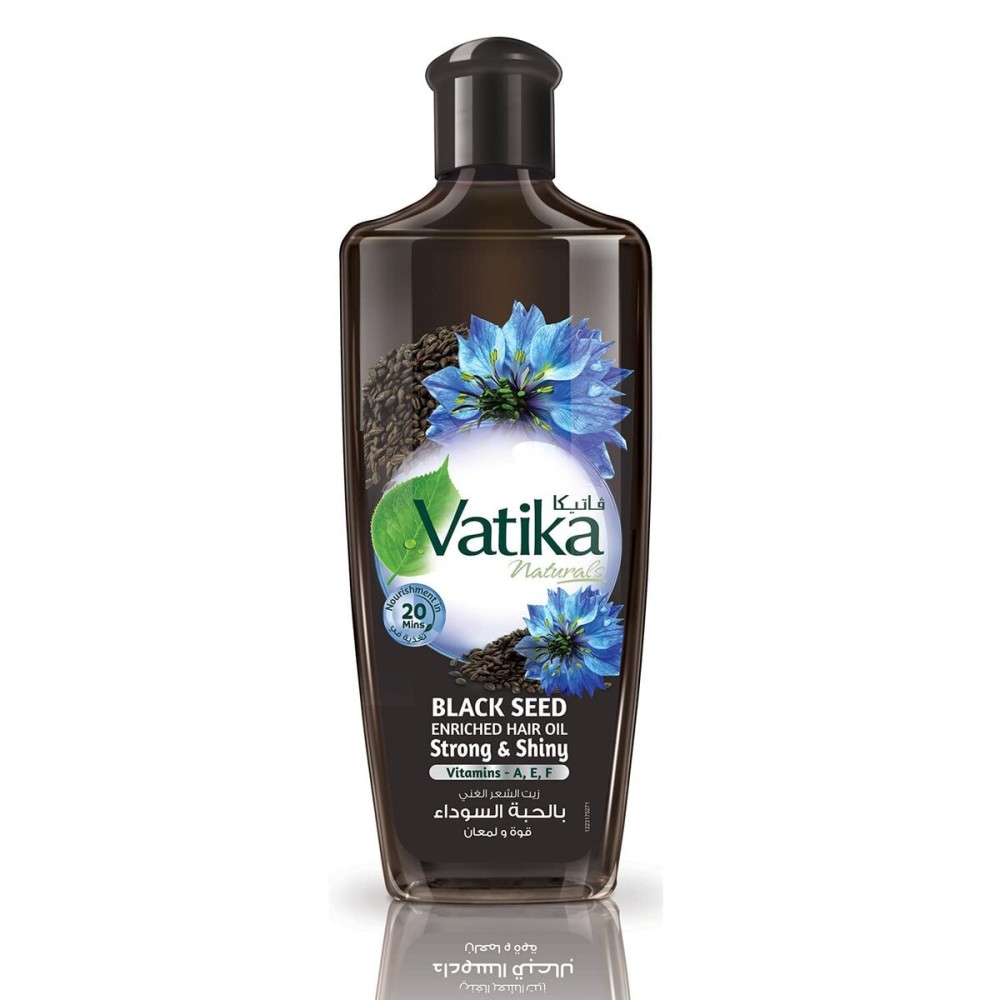 Vatika Naturals Dabur Enriched Black Seed Hair Oil - Strengthening & Shine-Enhancing Serum with Black Seed Extract for Scalp Vitality, Moisture Balance & Resilience - Promotes Healthy Hair - 300 ml